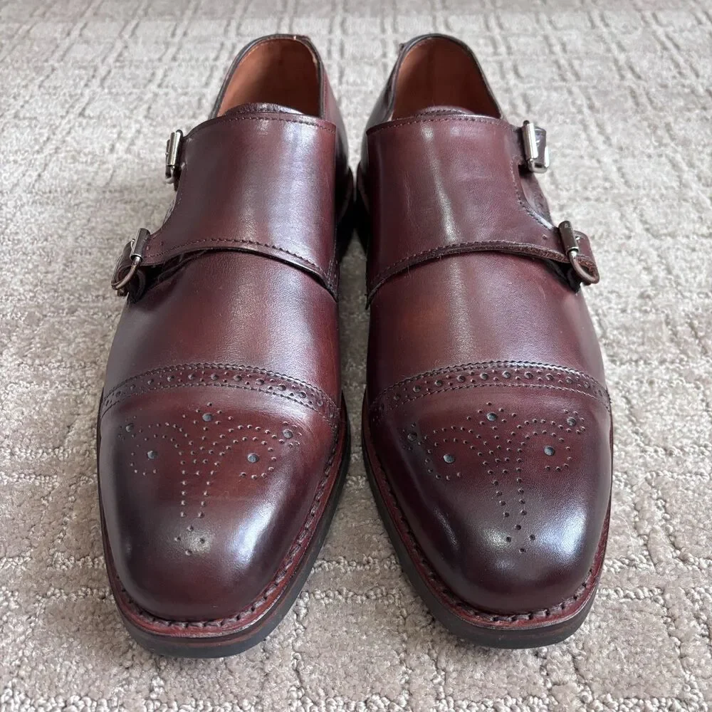Allen Edmonds St. John's Double Monk Strap Dress Shoes Men 9.5D Brown Leather
